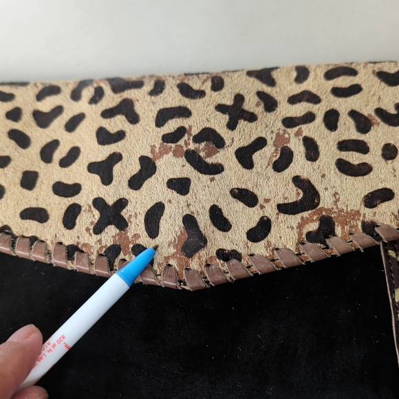 Double D Ranch Multicolor Patchwork Clutch Fringe Suede Animal Print Beads Studs - Picture 12 of 13